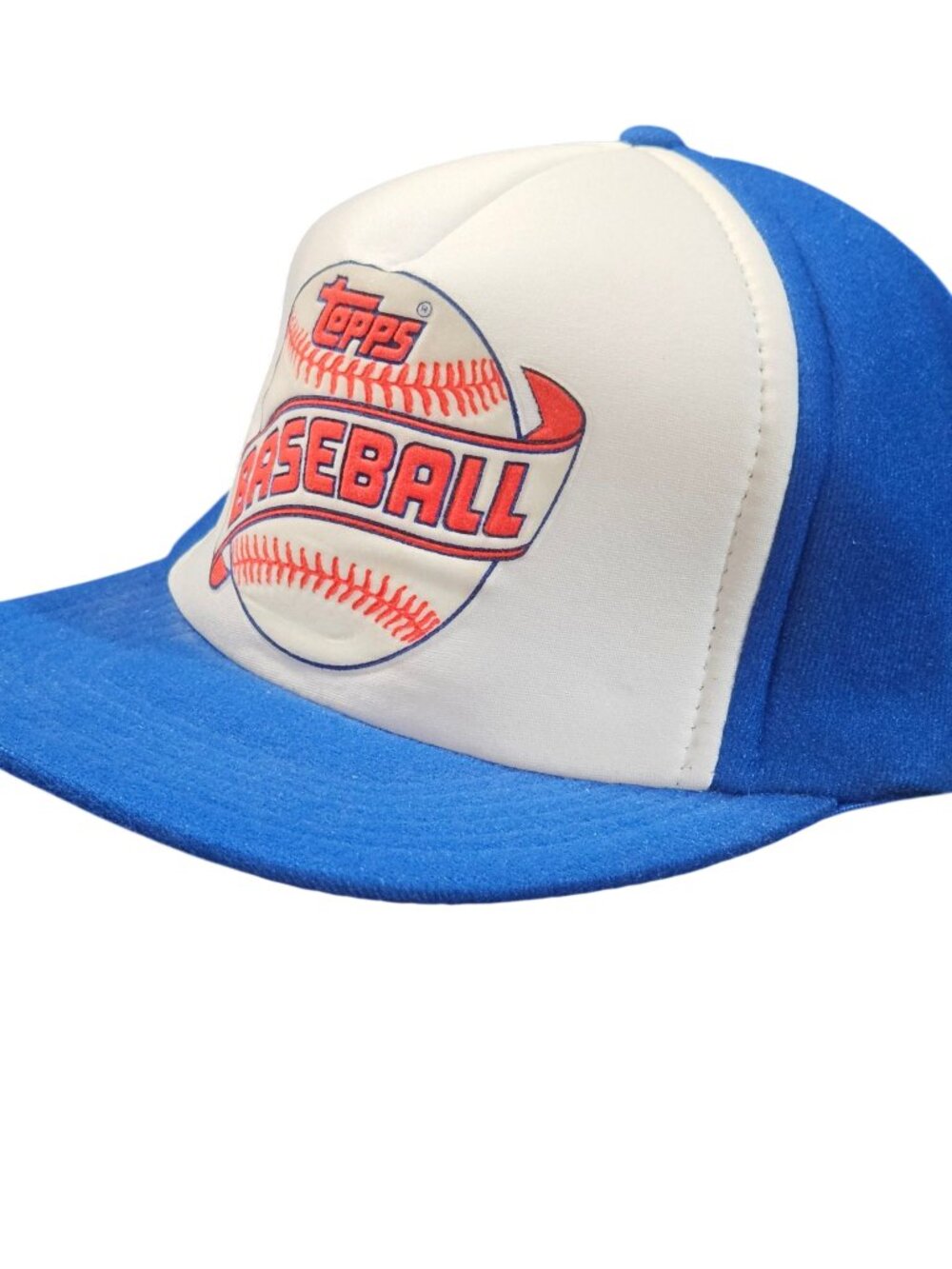 Vintage Topps Baseball Hat Unisex One Size Snapback Blue White Trucker Cap